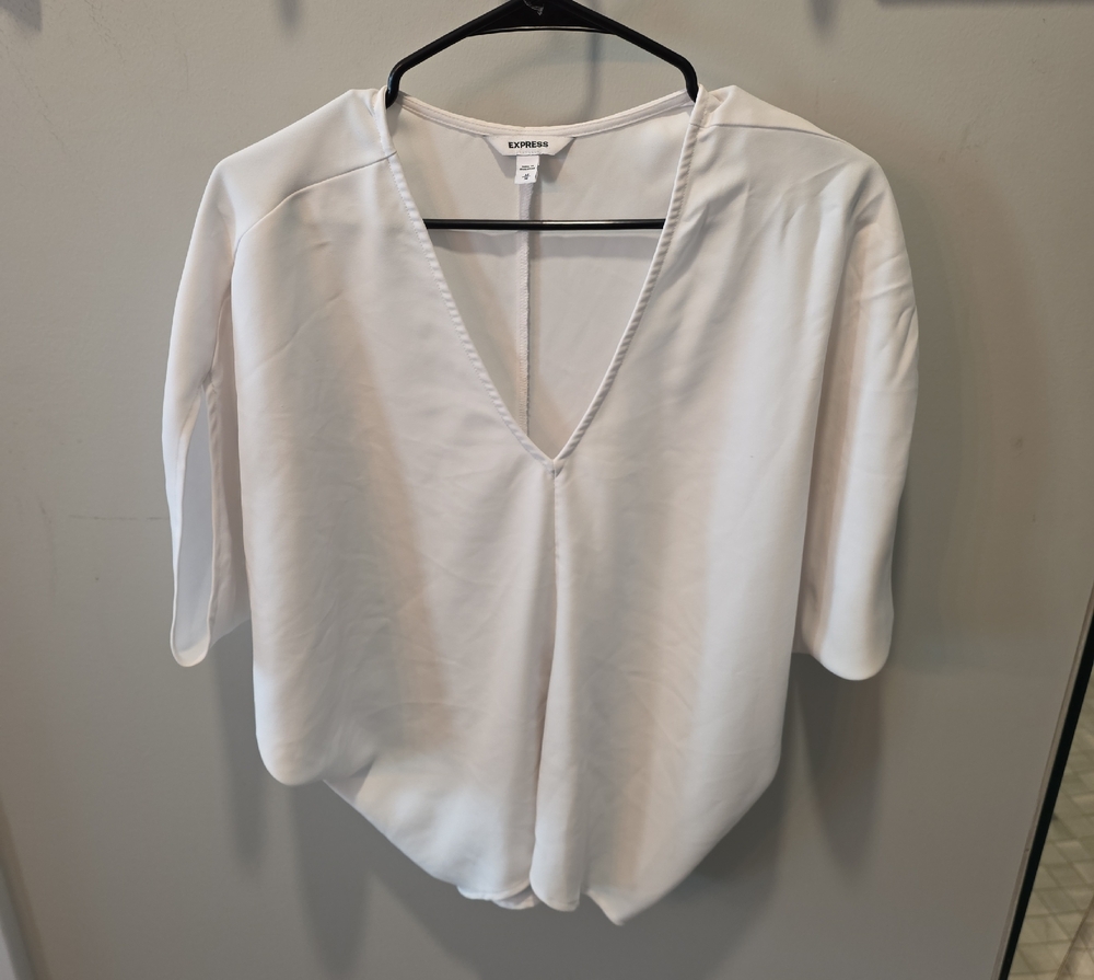 Express White V-Neck Blouse